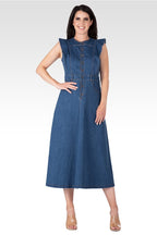 Verona Women's Ruffle Sleeveless A-Line Midi Dress