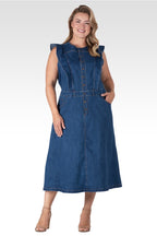 Verona Women's Plus Size Ruffle Sleeveless A-Line Midi Dress