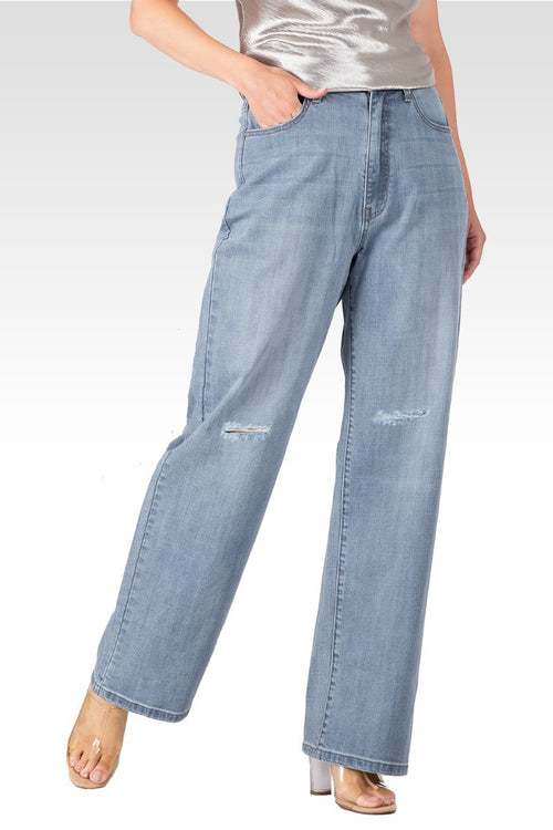 Alora Women's Subtle Distressed Boyfriend Jeans