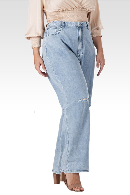 Alora Women's Plus Size Subtle Distressed Boyfriend Jeans