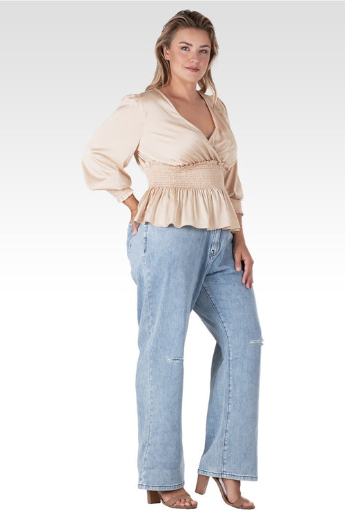 Alora Women's Plus Size Subtle Distressed Boyfriend Jeans