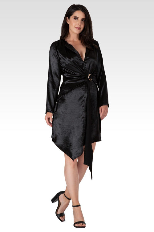 Amani Women's Black Satin Mini Dress