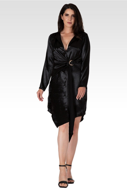 Amani Women's Black Satin Mini Dress