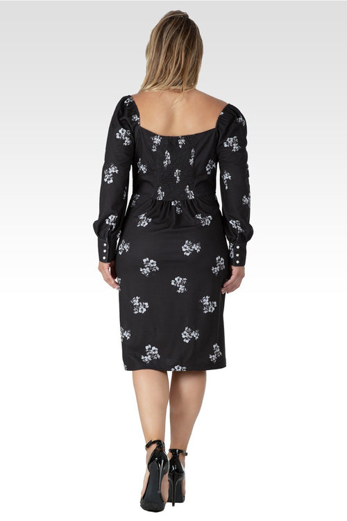 Xena Women's Plus Size Side Slit Floral Print Midi Dress