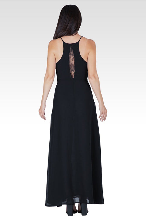 Amara Women's Black Lace Detailed Sleeveless Maxi Dress