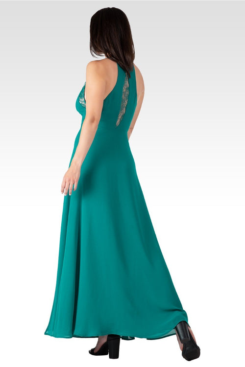 Amara Women's Green Lace Detailed Sleeveless Maxi Dress