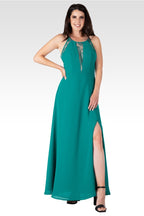 Amara Women's Green Lace Detailed Sleeveless Maxi Dress