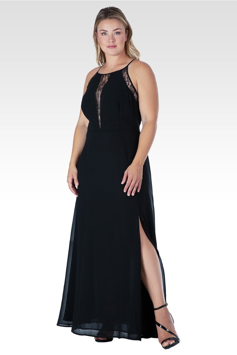 Standards & Practices Women's Plus Size Black Lace Detailed Sleeveless Maxi Dress Size Plus Size 14