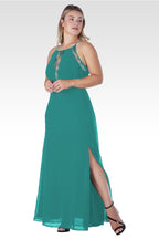 Amara Women's Plus Size Green Lace Detailed Sleeveless Maxi Dress