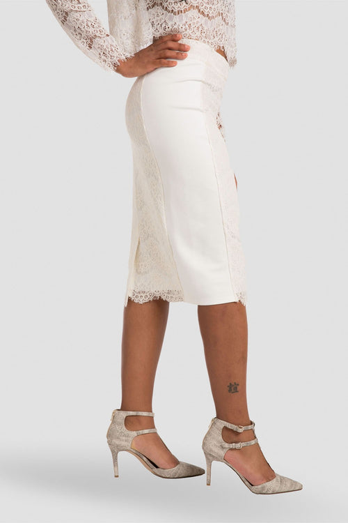 Women ivory cream lace pencil skirt