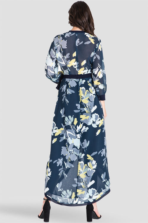 Standards & Practices Navy Floral V-Neck Wrap Dress