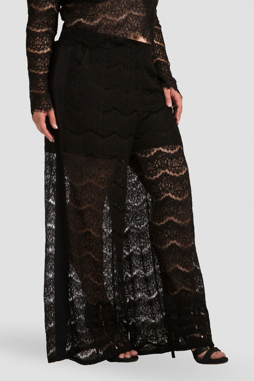 plus size april black peekaboo lace palazzo pants