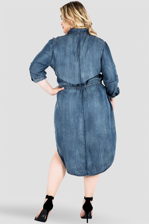 Plus Size Standards & Practices Blue Jean Shirtdress