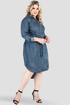 Plus Size Standards & Practices Denim Collared Shirtdress