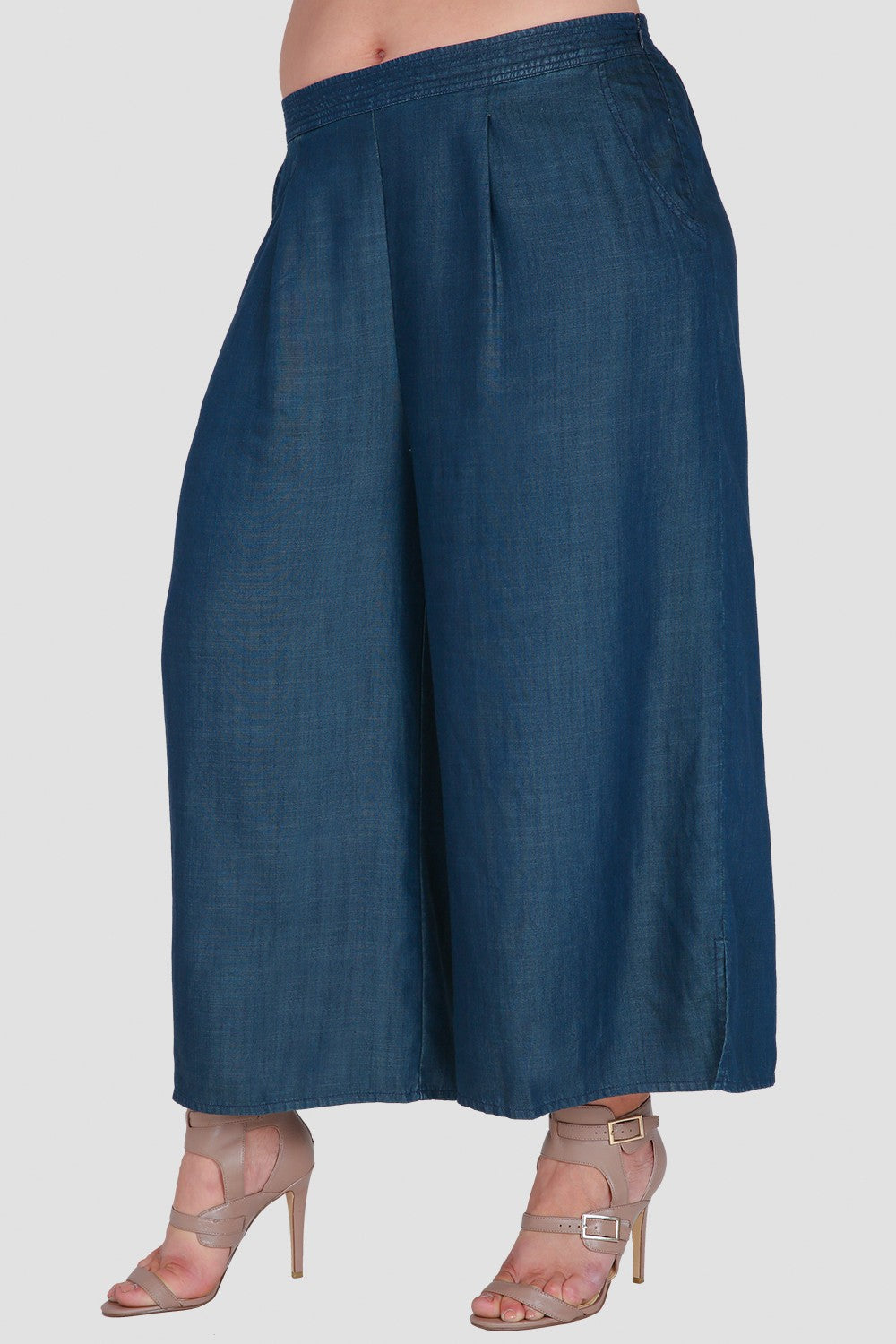 Standards & Practices Plus Size Women's Wide-Leg Cropped Indigo