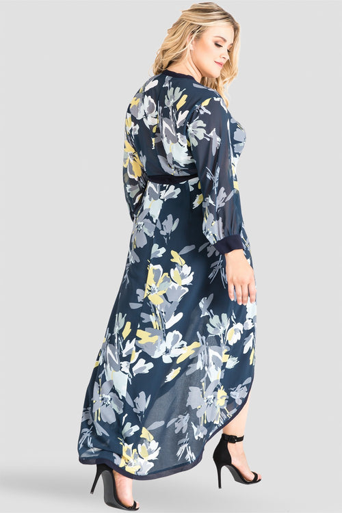 Plus Size Standards & Practices Navy Floral V-Neck Wrap Dress