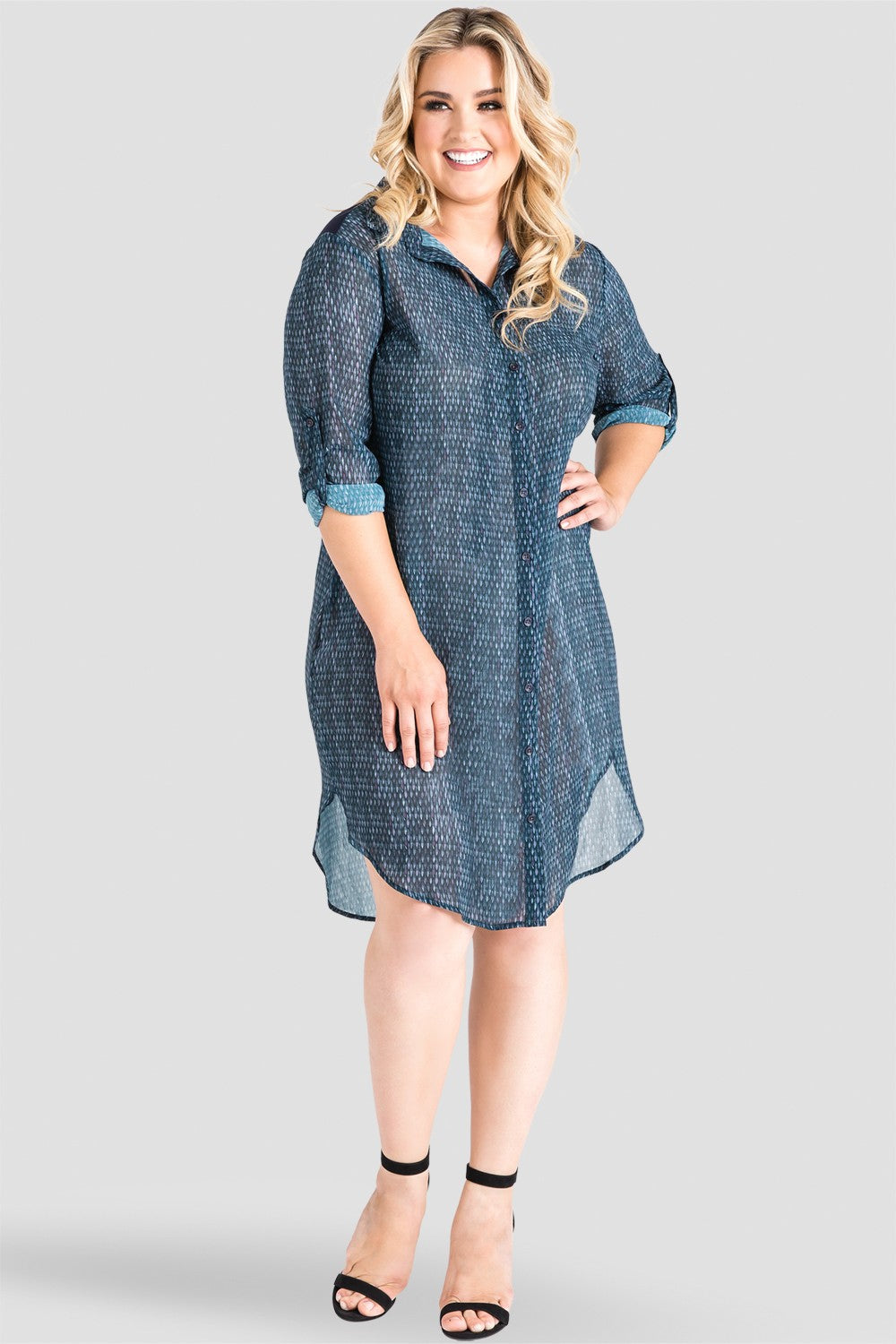 Standards & Practices Plus Size Millicent Hi-Lo Shirt Dress