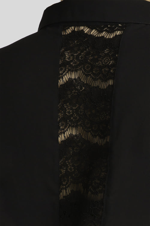 Plus Size Women's Button-Down Blouse in Black Lace