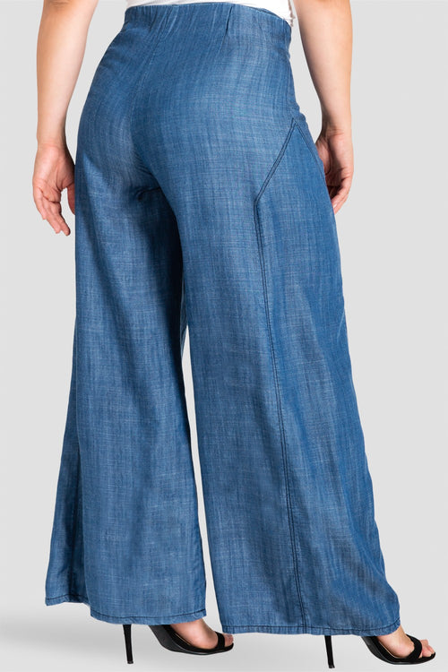 Plus Size Standards & Practices Women's Denim Tencel Palazzo Pants