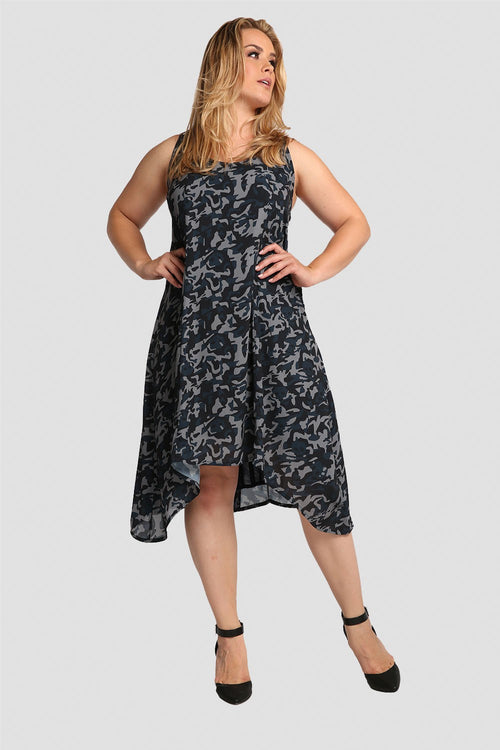 Plus Size Women's Blue Camo Tank Dress