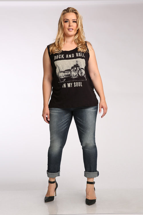 Plus Size Chanel Stretch Woven Double Faced Denim Boyfriend Jeans W Rolled Cuffs