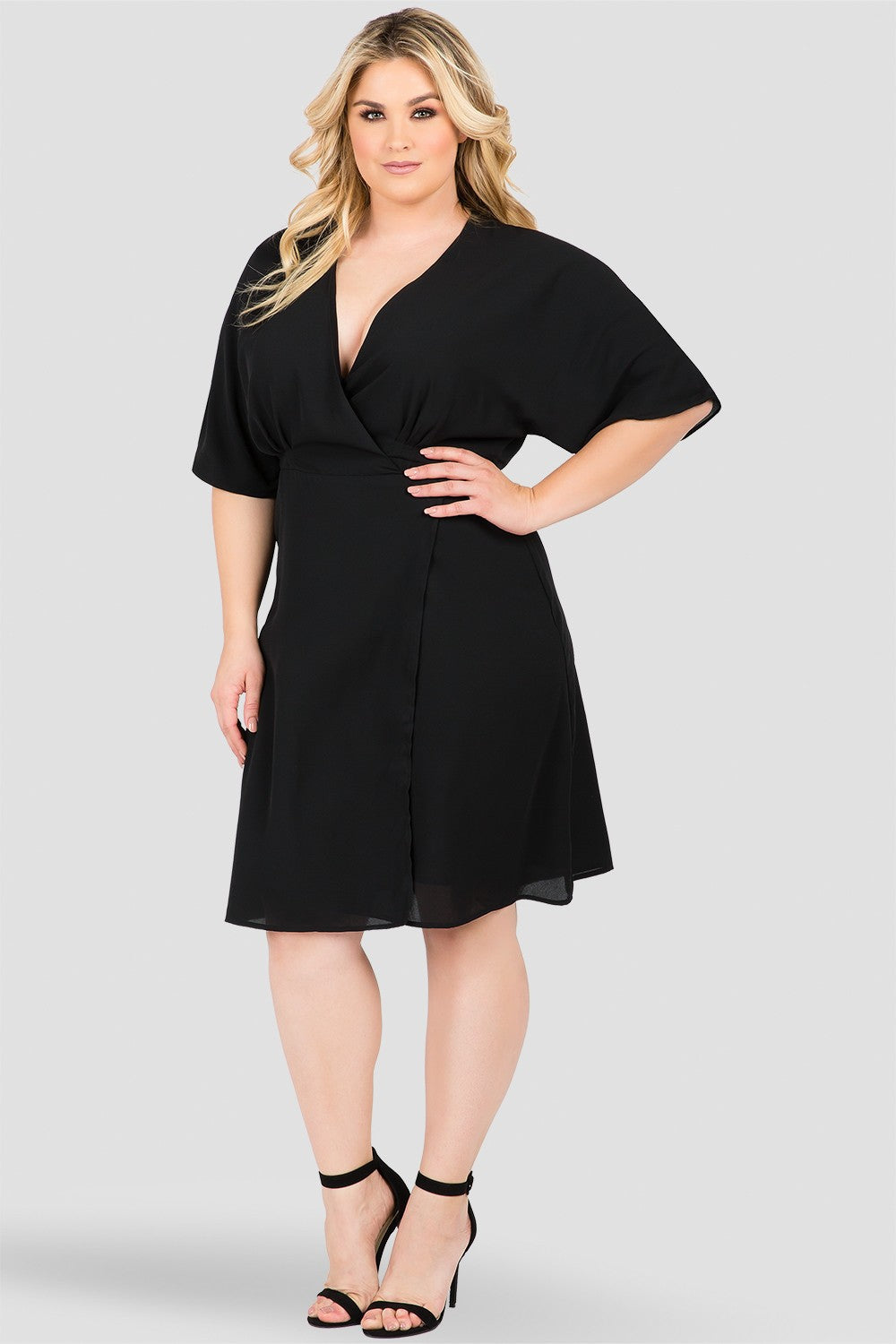 Standards And Practices Black Plus Size Candice Wrap Knee Dress Standards And Practices Black Plus Size Candice Wrap Knee Dress