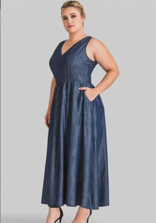Plus Size Nimah A-Line Tencel Denim Maxi Dress