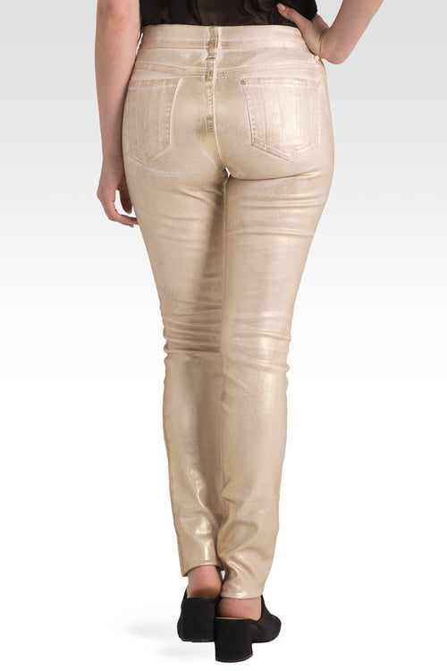 Pastille Tarnished Blush Gold Foiled Twill Skinny Jeans