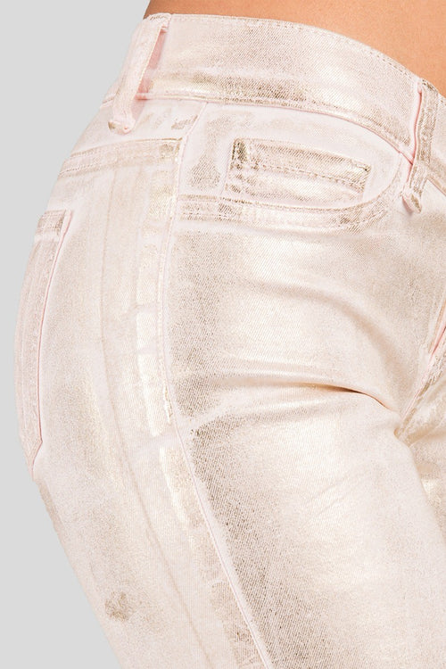 Pastille Tarnished Blush Gold Foiled Twill Skinny Jeans
