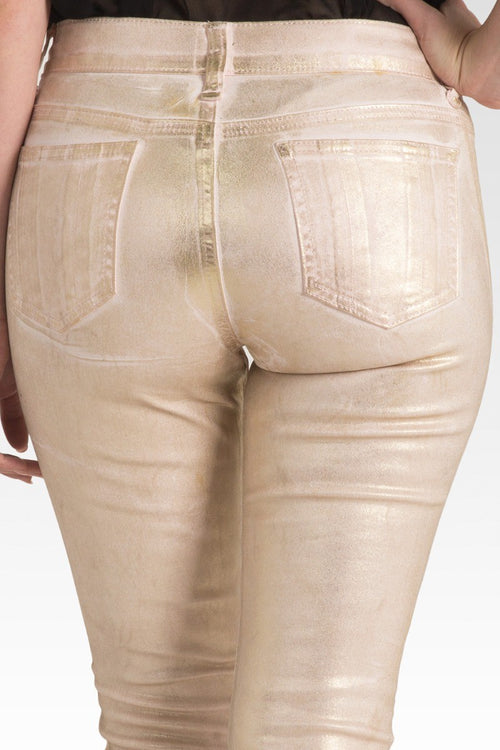 Pastille Tarnished Blush Gold Foiled Twill Skinny Jeans