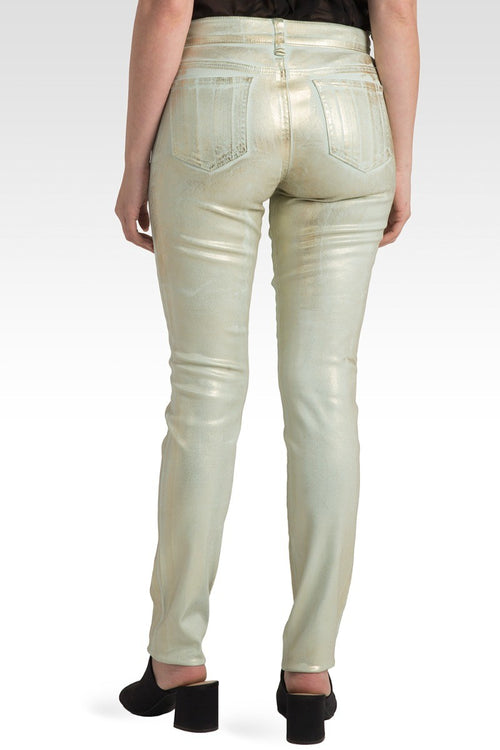 Pastille Tarnished Mint Gold Foiled Twill Skinny Jeans