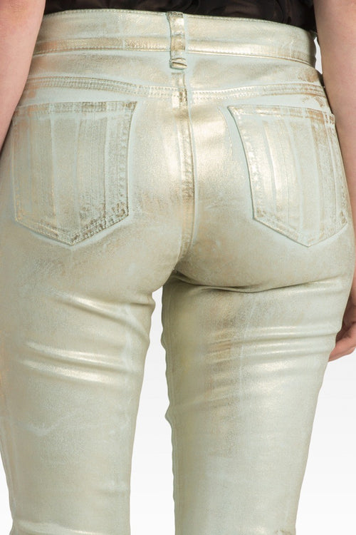 Pastille Tarnished Mint Gold Foiled Twill Skinny Jeans