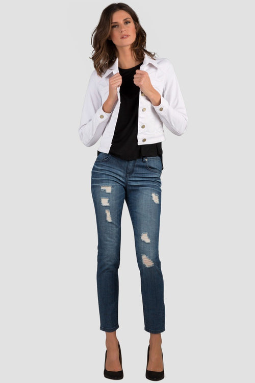 Vespa Optic White Cropped Denim Jackets