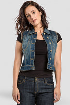 Daisy Tom Boy Blue Sleeveless Denim Vest