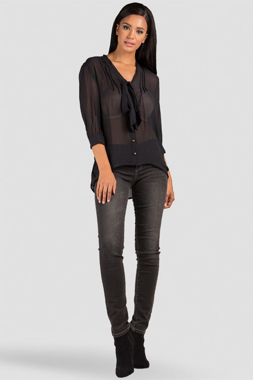 Dash  Coal Black Faux Front Skinny Jeans