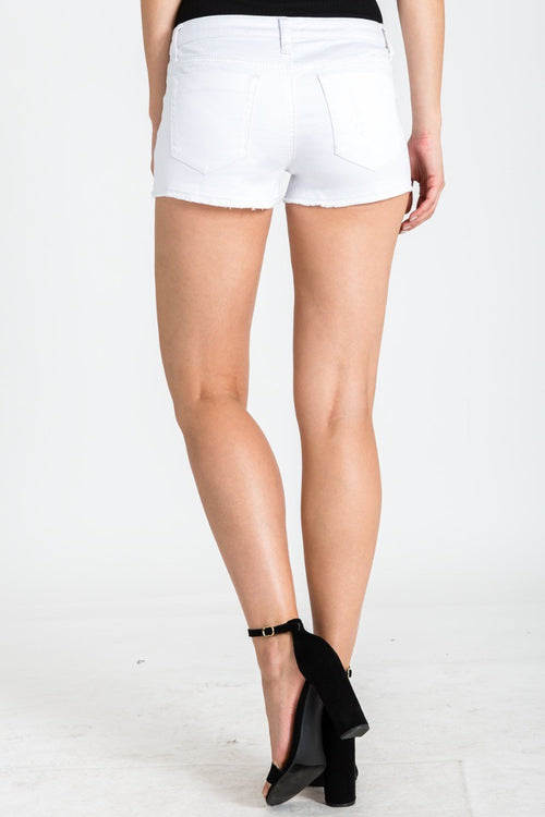 Trash Optic White Raw Edge Denim Shorts