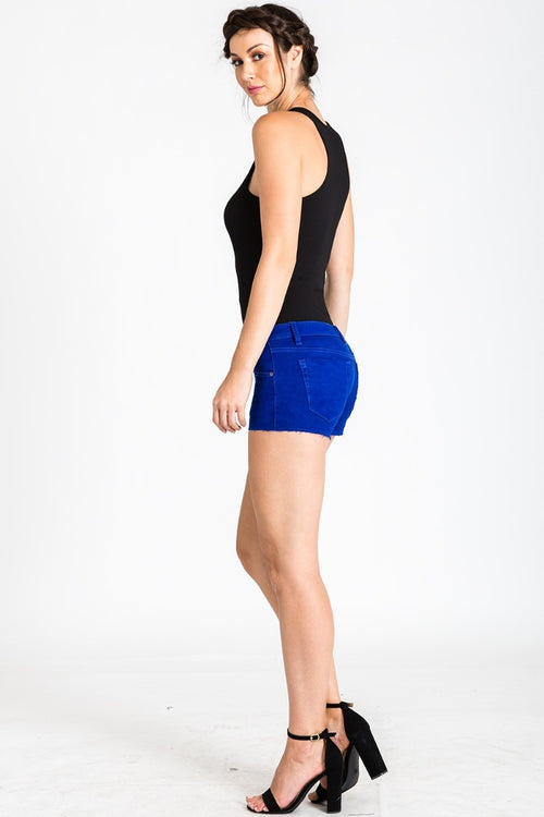 Trash Pacific Blue Raw Edge Denim Shorts