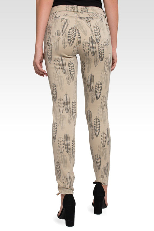 Birdman Whisker Feather Printed Skinny Jeans