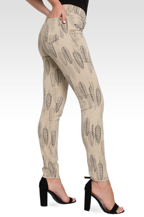 Birdman Whisker Feather Printed Skinny Jeans