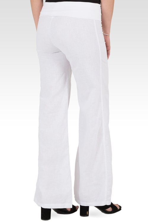 Zen Yoga Pants Linen-Cotton Wide Leg With Fold-over Elastic Waist