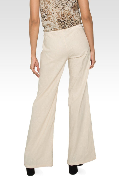 Zen Yoga Pants Linen-Cotton Wide Leg With Fold-over Elastic Waist