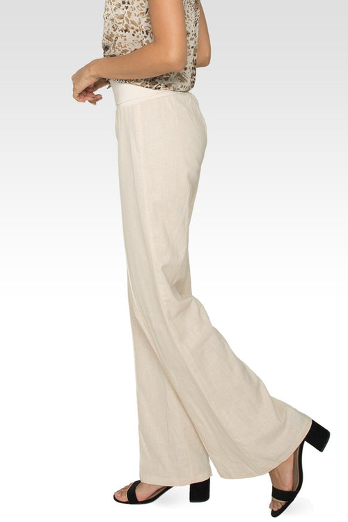 Zen Yoga Pants Linen-Cotton Wide Leg With Fold-over Elastic Waist