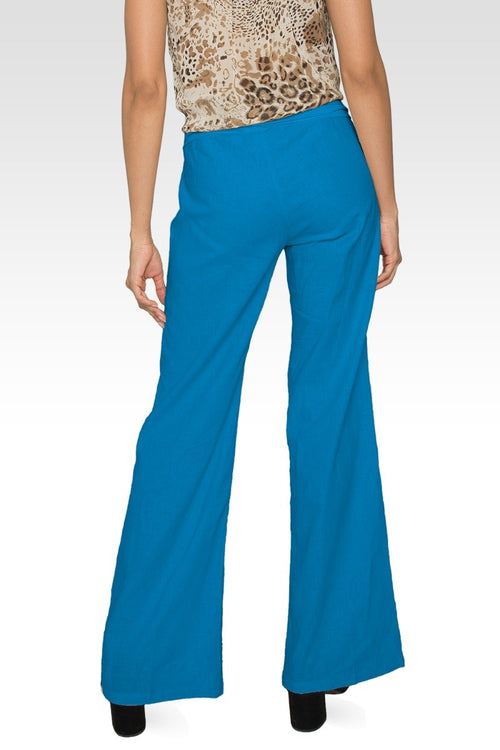 Zen Yoga Pants Linen-Cotton Wide Leg With Fold-over Elastic Waist