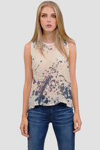 Women Splatter Printed Silk Tank Top