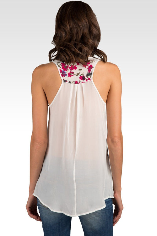 Francesca Floral Cascade Lace Front Racerback Silk Tanks