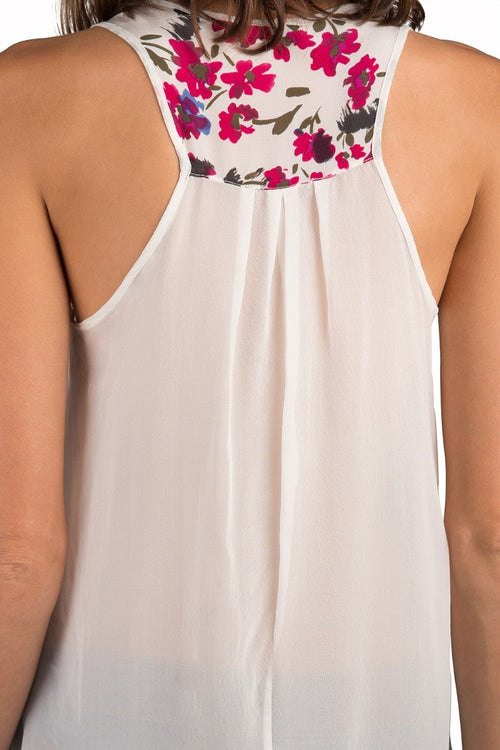 Francesca Floral Cascade Lace Front Racerback Silk Tanks