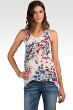 Francesca Floral Cascade Lace Front Racerback Silk Tanks