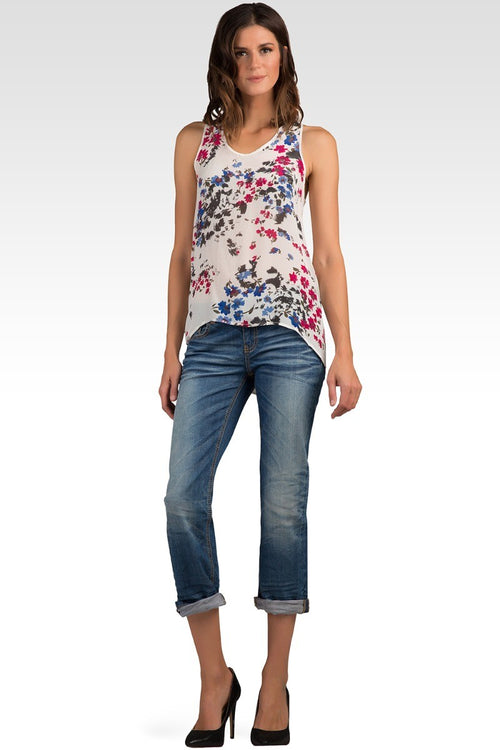 Francesca Floral Cascade Lace Front Racerback Silk Tanks