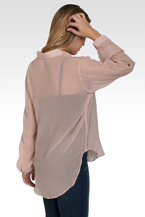 Myrna Rose Dust Button Down Shirt Silk Blouse