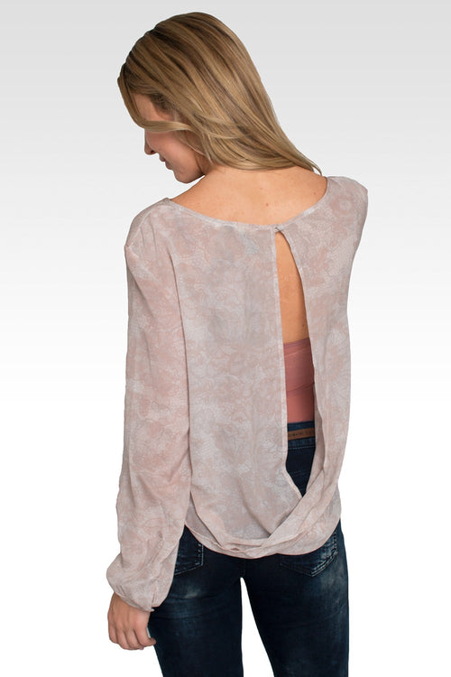 Anais Lace Printed Large Key Hole Silk Blouse